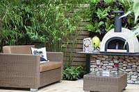 Terrace garden with fire place