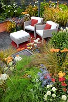 Terrace garden with flowering perennials