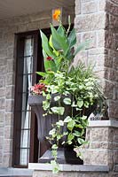 House entry with plant container