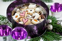 Christmas cookies in a tin