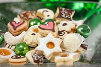 Christmas cookies on a glass stand