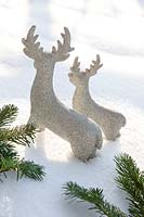 Glitter stags in the snow