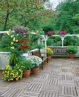 Terrasse Kübelpflanzen und Rosen