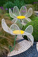 Chelsea Flower Show 2007, 'The Westland Garden' ( Diarmuid Gavin Designs ) funky metal 'petal' chairs