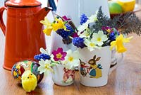 Easter flowers and decorations in vase