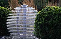 Hampton Court FS 2004 design Chris Beardshaw contemporary water feature spherical drip fountain with boxwood topiary