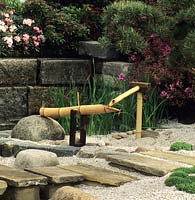 Chelsea Flower Show 1996 design Hiroshi Namori Japanese garden deer scarer bamboo water feature