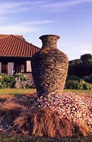 Meadowdown Sussex sculpture by Joe Smith with view of house