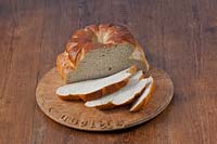 Cottage white wholemeal local fresh loaf bread hand made edible kitchen food breadboard table still life sliced