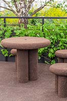 Gardening Will Save The World, RHS Chelsea Flower Show 2019, Design: Tom Dixon, Sponsor: Ikea - seating area in the raised garden