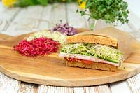 Sandwich with radish seedlings