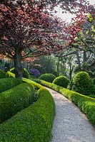 Clipped hedging and pathways. Les Jardins D'etretat, Normandy, France. 