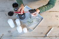 Painting glass jars with matt black board paint