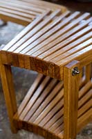 Close-up details of side table made in garden furniture design workshop 