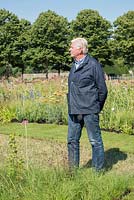 Piet Oudolf in his meadow created at RHS Hampton Court Palace Flower Show 2018 - Iconic Horticultural Heroes