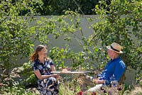 Ula Maria being interviewed by Joe Swift - The Style and Design Garden, RHS Hampton Court Palace Flower Show 2018