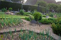 Formal vegetable garden at the Old Rectory, Netherbury, UK. 