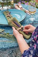 Adding seedheads to table decoration with Lavandula - Lavender
