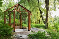 Timber pergola with Salix - Willows, Centre de la Nature, Laval, Quebec, Canada