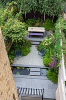 Overview of small urban garden. Garden design by John Davies Landscape.