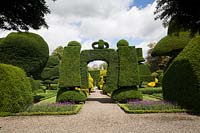 Unusual topiary arch shapes at Levens Hall and Garden, Cumbria, UK