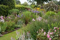The Sundial Garden at Wollerton Old Hall Garden, Market Drayton, UK. 