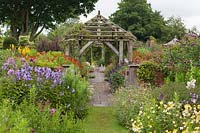 The Sundial Garden at Wollerton Old Hall Garden, Market Drayton, UK.