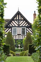House and formal gardens of Wollerton Old Hall, Shropshire, UK.
