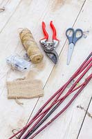 Tools and materials for making Cornus - dogwood - star decoration