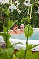 Martin Gould and Sharon O'Rourke enjoying the hot tub.