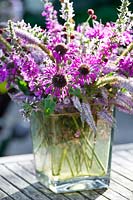 Vase of summer flowers - Monarda, Veronicastrum, Phlox.