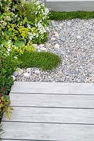 'Space Within Mindfulness' garden, deck, gravel and planting
