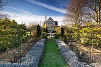 The Formal Garden at Stevington Manor House, Stevington, UK.