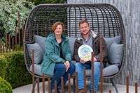 MJL Landscapes with Katherine Hathaway receiving Best Construction Award - The Habit of Living - A Garden in support of Diabetes UK, RHS Malvern Spring Festival 2019