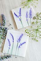 hand made salt dough tiles with lavender design