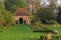 Formal building and garden at Easton Lodge, Essex, UK. 