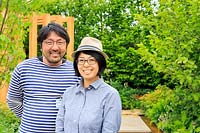 Kampo no Niw -Medicine Garden. Designers Kazuto Kashiwakura and Miki Sato in the garden - Sponsor: Kampo No Niwa 