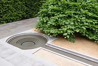 Rill, water feature and Fagus - Beech - hedge in The Laurent-Perrier Garden. Sponsor: Champagne Laurent-Perrier
