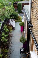 High view of small contemporry garden in West London