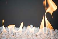 Detail of flames in contemporary fire pit. 