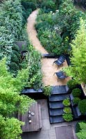 Overview of narrow urban garden