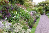 The main herbaceous borders at Wollerton Old Hall Garden, near Market Drayton, Shropshire, UK 