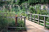 Path between ponds, King Henry's Walk Garden, community allotments, London Borough of Islington.
