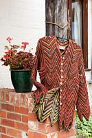 'Zigzag' jacket by Alison Ellen Hand Knits with and influenced by Pelargonium 'Vancouver Centennial' in it's design