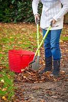 Sweeping up leaves using leaf grabbers