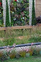 Living wall in 'Across the Board' garden, a solution for a new-build garden, BBC Gardener's World Live 2018.