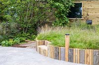 Lawn in raised bed made of recycled wood - Believe in Tomorrow Garden - RHS Hampton Court  Palace Garden Festival 2019 