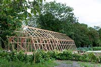 Building a greenhouse at Wollerton Old Hall Garden, Shropshire.