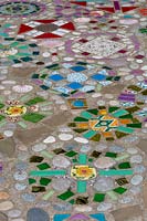 A colourful mosaic path