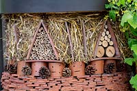 Recycled roof tiles re-used to form bug hotel